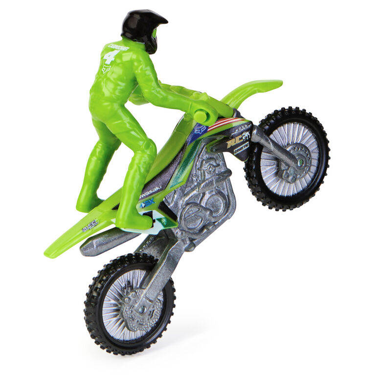 Supercross, Moto authentique de Ricky Carmichael en métal moulé à l'échelle 1:24 avec figurine motocycliste