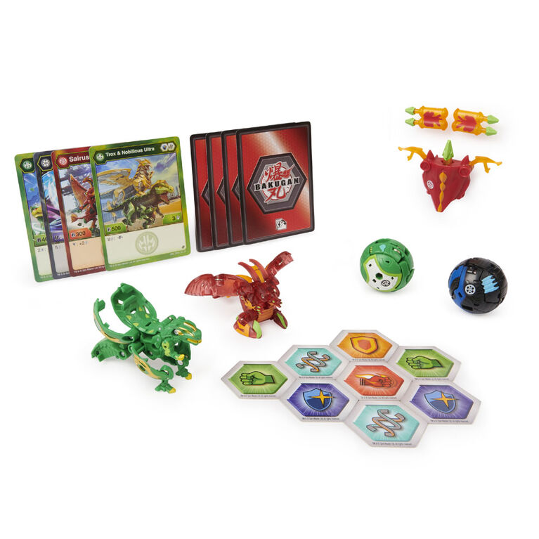 Bakugan Starter Pack 3-Pack, Fused Trox x Nobilious Ultra, Armored Alliance  Collectible Action Figures