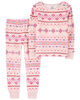 Pyjama 2 pièces en tissu velboa pelucheux à motif jacquard rose Carter's 3T