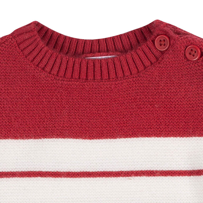 Gerber Childrenswear - 1 Pack Pull Knit Romper - Rouge + Blanc