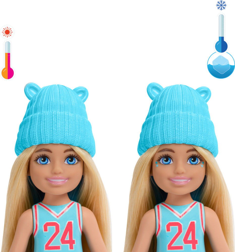 Barbie Color Reveal Sporty Series Chelsea Small Doll with 6