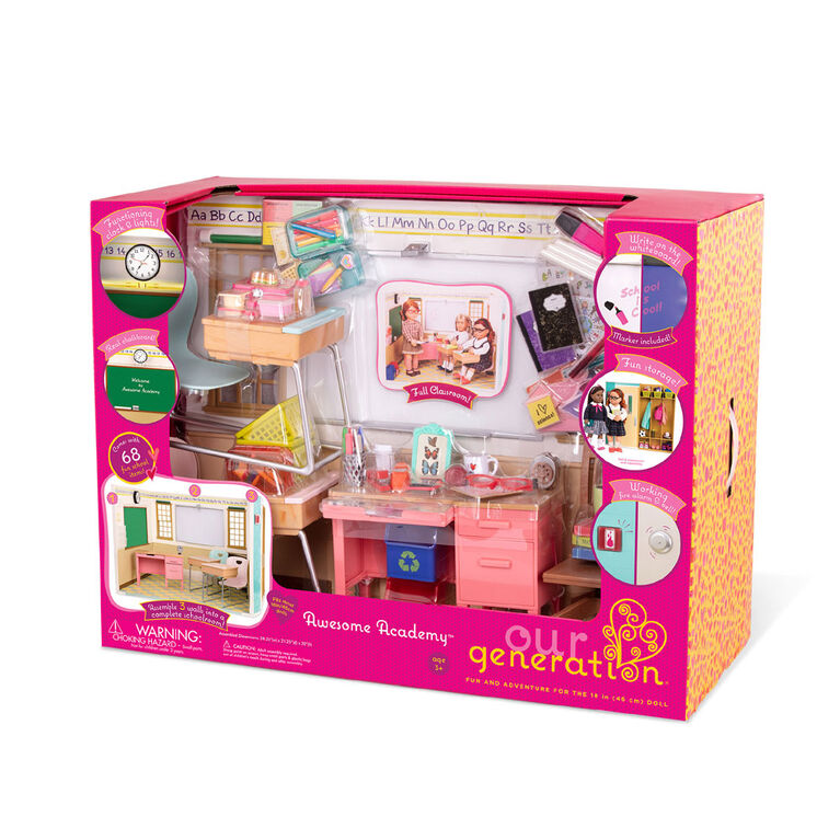  Our Generation- Awesome Academy School Set- Playset, Dolls and  School House for 18 inch Dolls- for Ages 3+ : Toys & Games