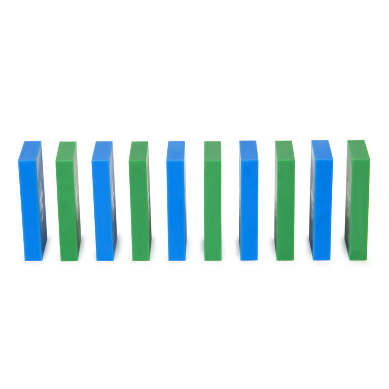 H5 Domino Creations, Coffret de 60 pièces bleu fluo/vertes par Lily Hevesh, artiste domino sur Youtube