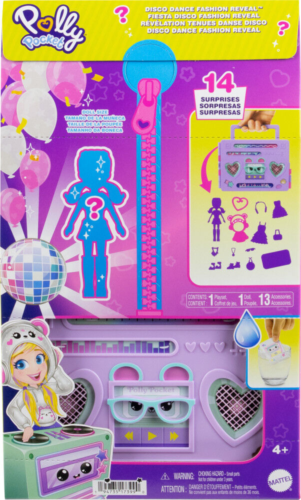 Polly Pocket Disco Dance Fashion Reveal Doll & Playset with 