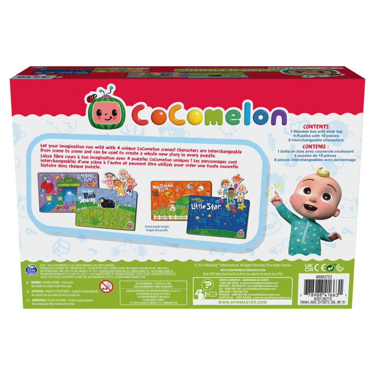 Cocomelon, 4-Pack Wooden Puzzles, 18-Pieces Each Jigsaw Toy Gift Set ...