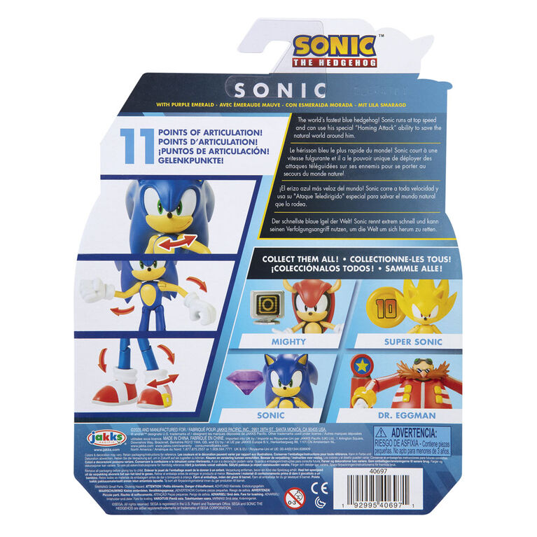  Figurine Sonic de 4 pouces - Super Sonic avec Super Ring