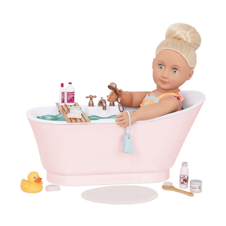 Ensemble de bain de poupée mignonne, Mini jouet de baignoire avec poupée de  bébé, jouets de bain pour enfants, rose