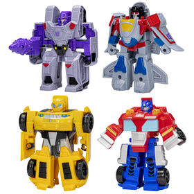 Transformers Autobots contre Decepticons, pack de 4 figurines de 11 cm, jouet préscolaire pour enfants, dès 3 ans