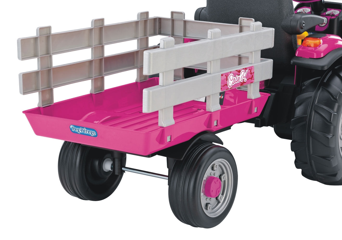 Peg perego case ih on sale magnum tractor with trailer pink