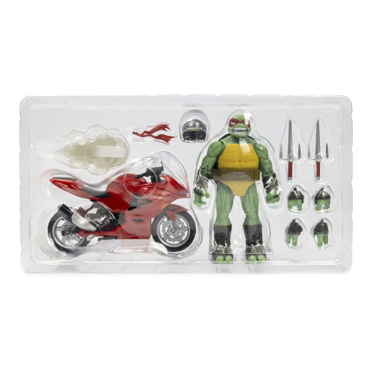 TMNT BST AXN + VEHICLE Raphael Comic with Red Motorcycle