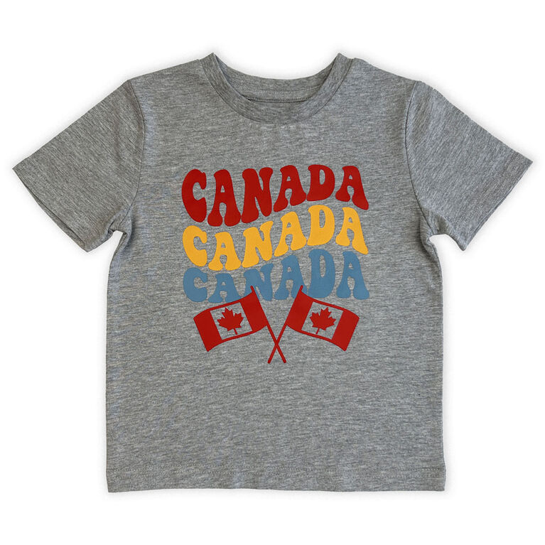 T-shirt à manches courtes de la fête du Canada - Mélange de gris 