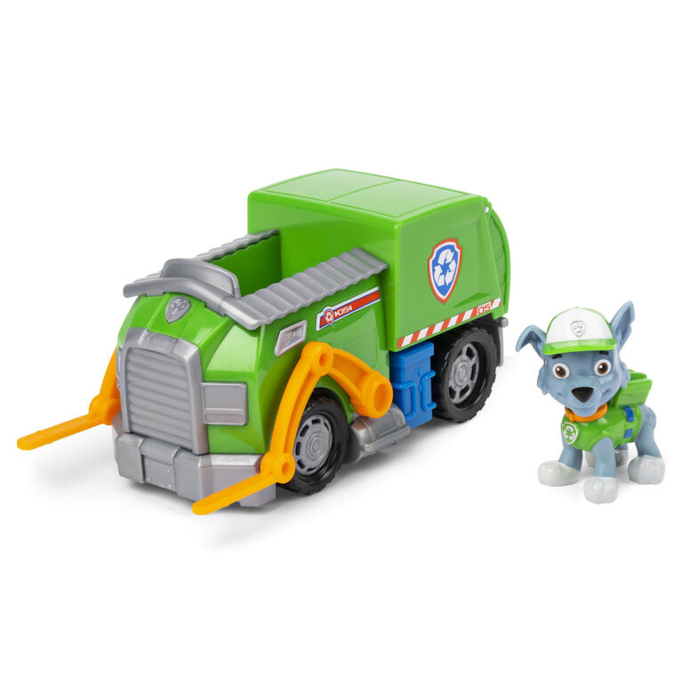 PAW Patrol, Rocky Recycle Truck, Camion avec figurine articulée à collectionner, jouets respectueux de la planète