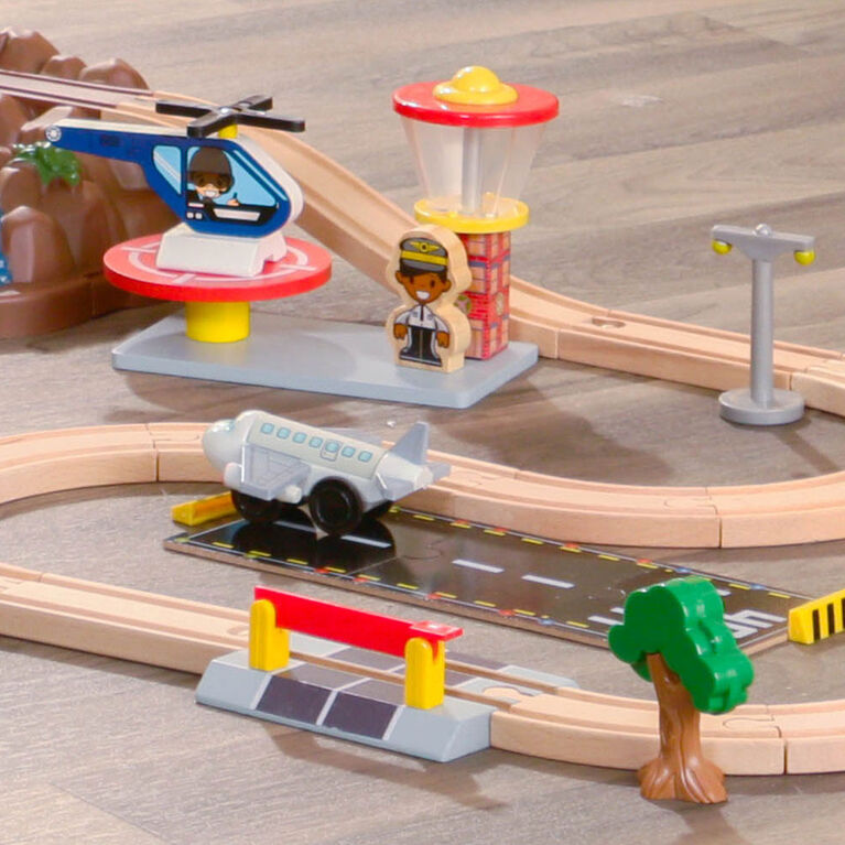 TOPLIVING Train à piles pour rail en bois - Jouet pour tout-petits