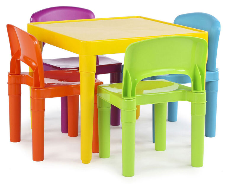 Kids Plastic Table and 4 Chairs, Yellow