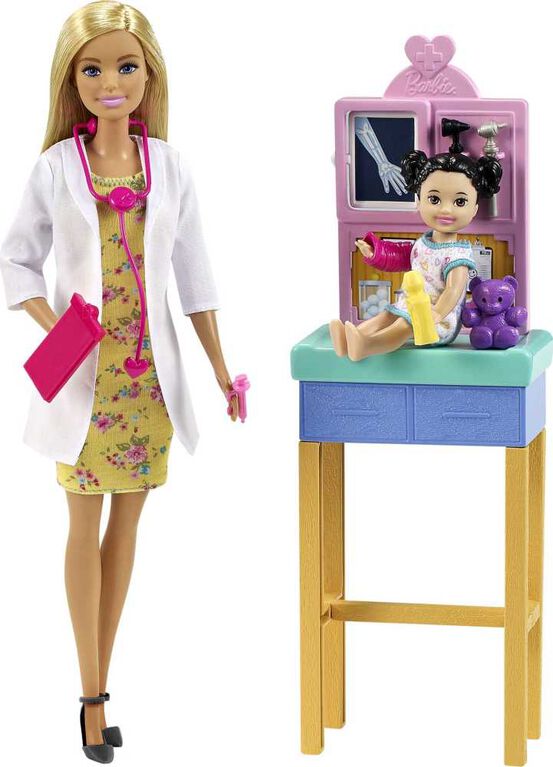 Coffret de jeu Barbie Professeure d'art avec poupée blonde, poupée  tout-petit, éléments de jeu artistiques jouets 