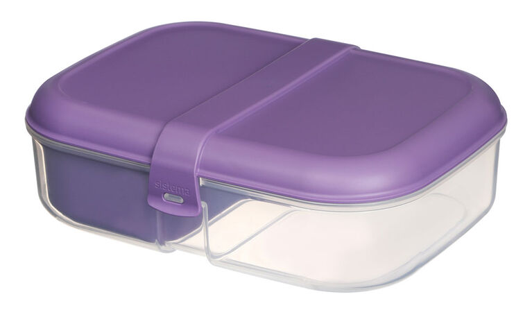 Sistema To Go Split Lunch Box, 1.1 L Food Storage Container with 2 Compartments, Colour May Vary