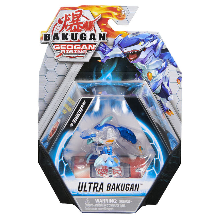 Bakugan Ultra, Diamond Sharktar, 3-inch Tall Geogan Rising Collectible Action Figure and Trading Card