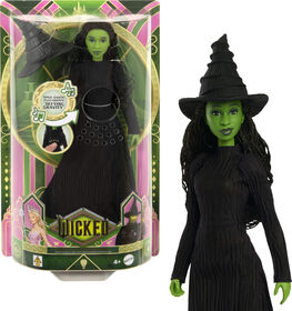 Mattel Wicked Poupée Elphaba chantante articulée avec habillages et accessoires amovibles tirés du film, chante " Defying Gravity "