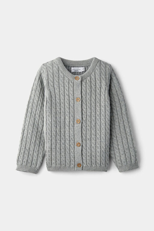 RISE Little Earthling Cable Knit Cardigan Grey | Babies R Us Canada