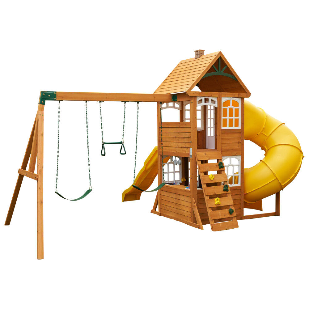 kidkraft castlewood double slide play centre