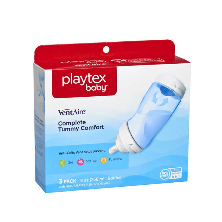 Playtex Baby VentAire Lot de 3 biberons anti-coliques 255 g : :  Bébé et Puériculture