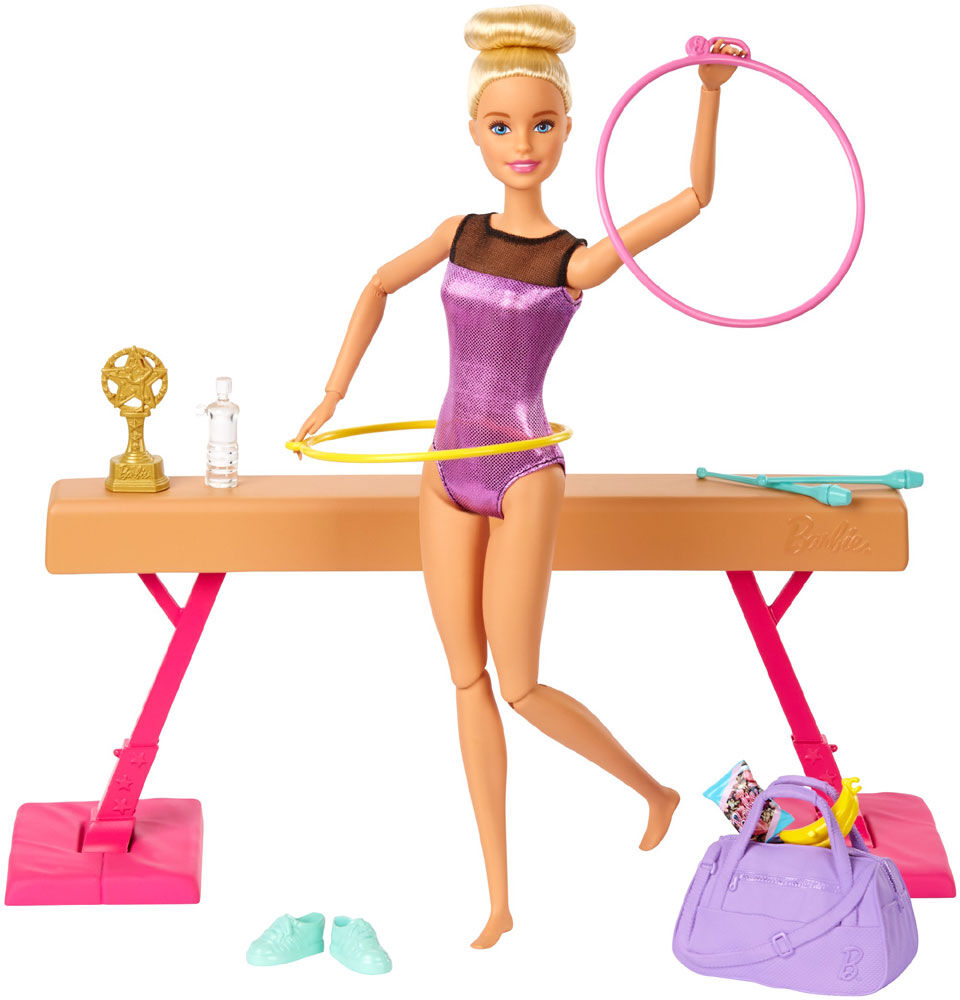 barbie doll gymnastics set
