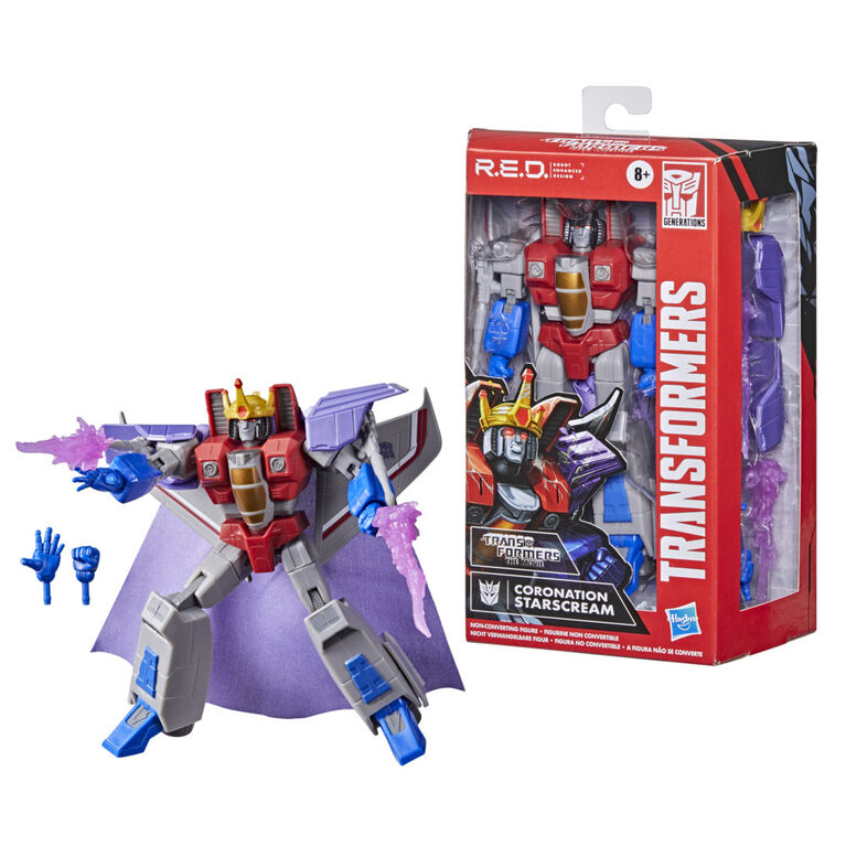 Transformers R.E.D. [Robot Enhanced Design] G1, figurine Coronation Starscream de 15 cm, non convertible, dès 8 ans