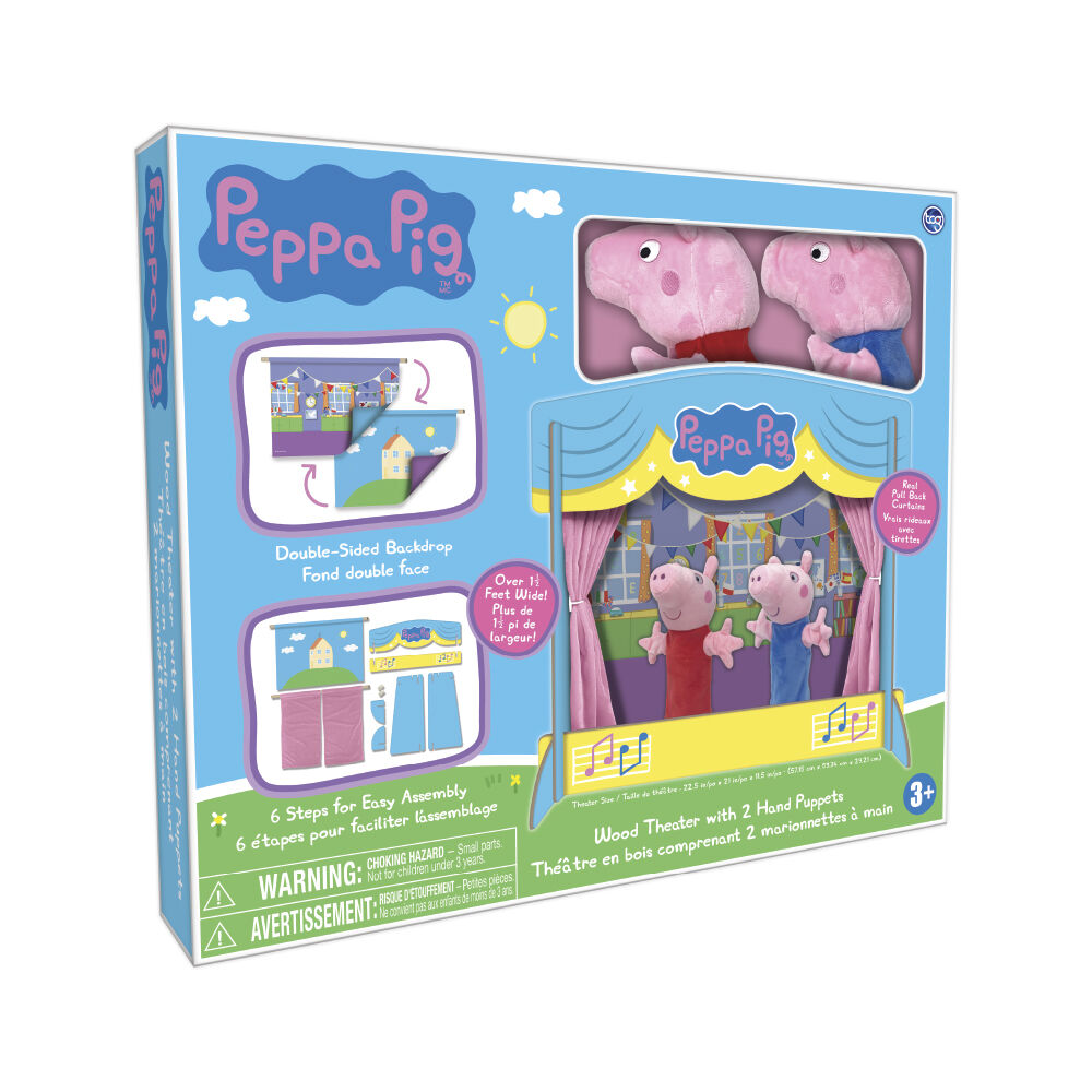 Peppa Pig - Wooden Jumbo Puppet Theatre with 2 Puppets | Toys R Us