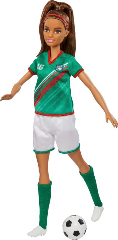 Barbie Joueuse de soccer, brunette, uniforme16, ballon de soccer