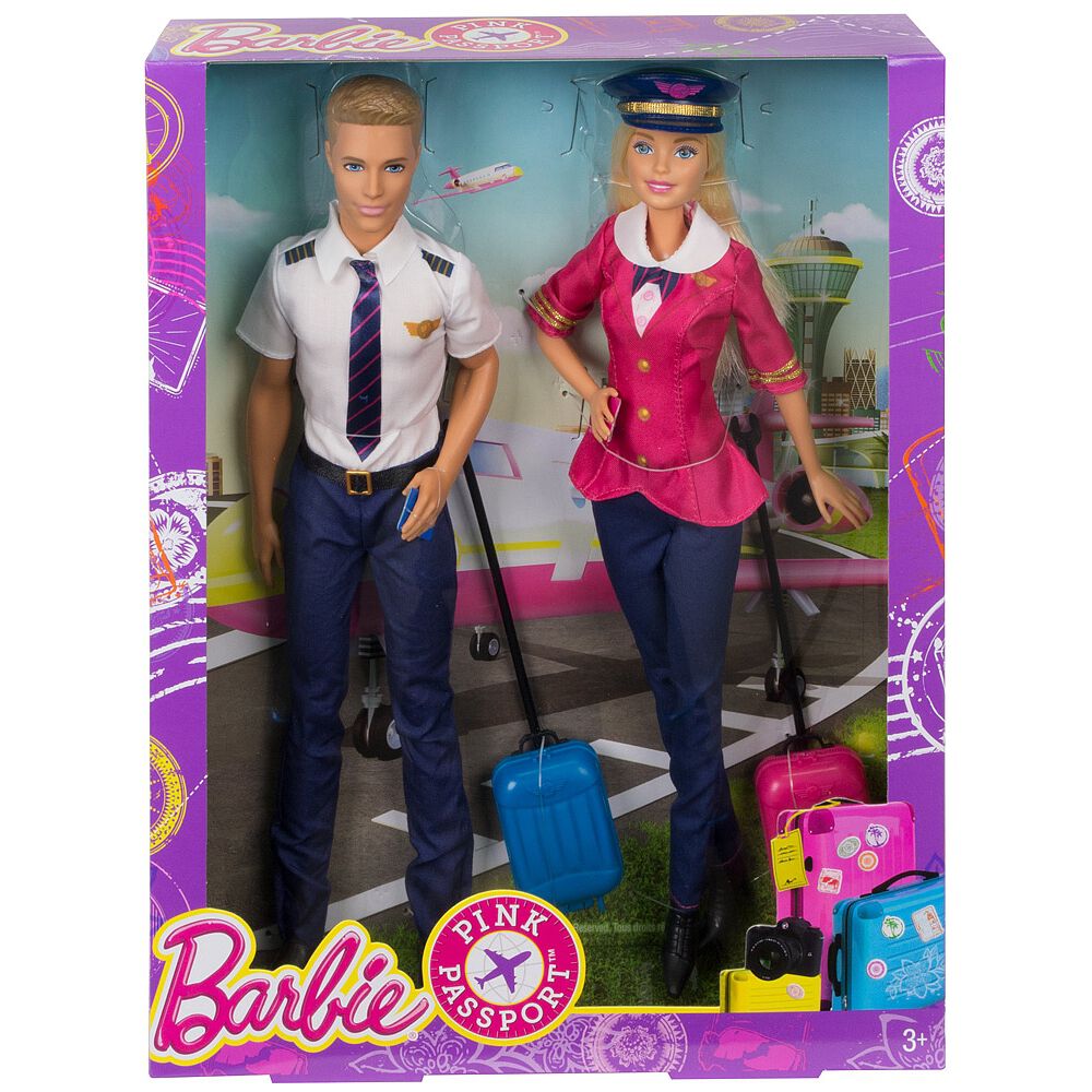 barbie pink passport barbie & ken set