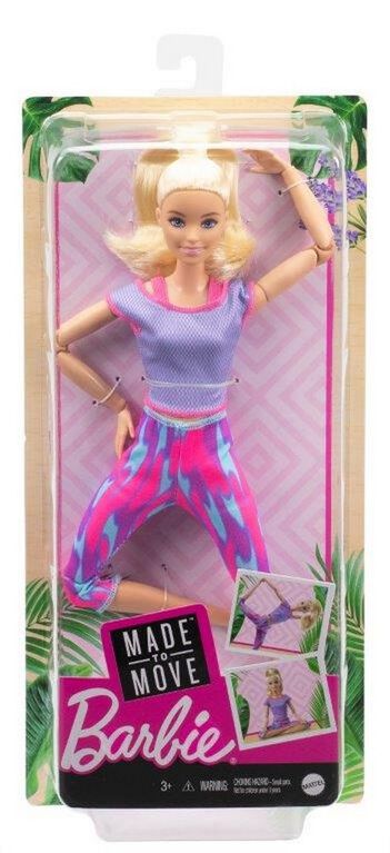 Barbie Made to Move Posable Doll in Purple Color-Blocked Top and Yoga  Leggings, Flexible with Black Hair ( Exclusive)