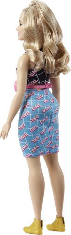 Barbie Fashionistas Doll #202 with Wavy Blond Hair, Girl Power Dress and Accessories