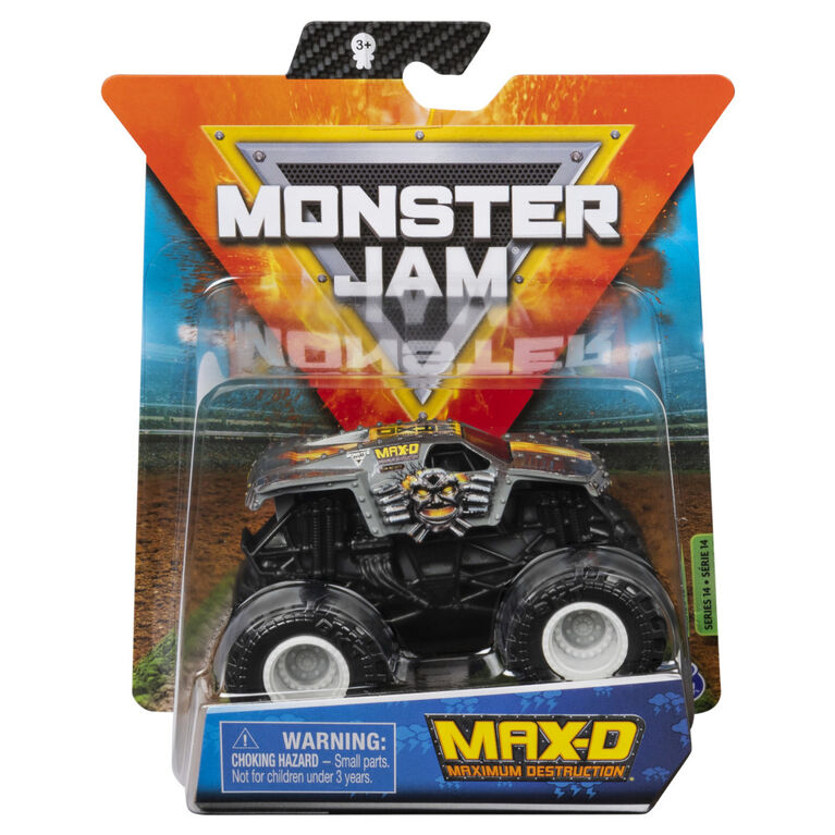 Monster Jam, Monster truck Max-D officiel, véhicule en métal moulé, série Over Cast, échelle 1:64