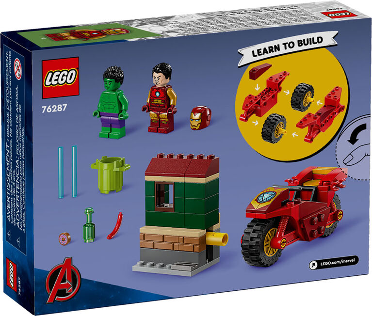 LEGO Marvel Iron Man avec une moto et Hulk Ensemble de jeu 76287