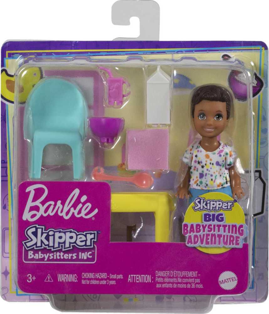 Barbie Small Doll and Accessories, Babysitters, Inc. Set with Table, Chair  and 5 Pieces