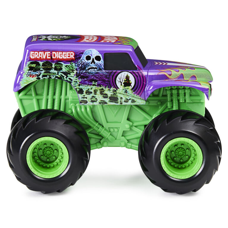 Monster Jam, Monster truck Grave Digger Spin Rippers officiel, véhicule à cordon à l'échelle 1:43