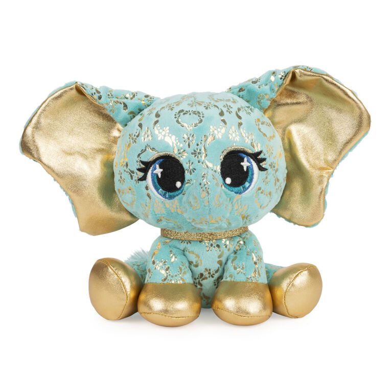 P.Lushes Designer Fashion Pets Bella L'Phante Limited Edition Elephant  Stuffed Animal, Turquoise/Gold, 6