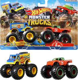 Hot Wheels Monster Trucks Arena Smashers Glow-in-The-Dark Gunkster Playset  with 1 Glow-in-The-Dark 1:64 Scale Gunkster Toy Truck & 2 Crushable Cars