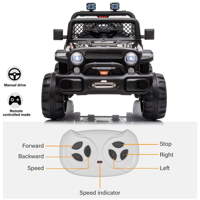 Voltz Toys Jeep avec télécommande, noir