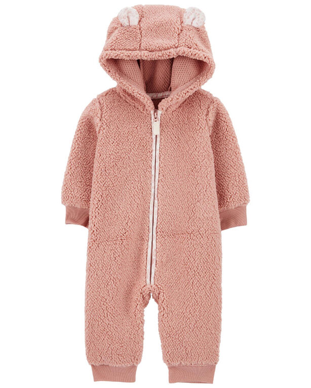 Carter's Zip Up Sherpa Jumpsuit Pink  18M