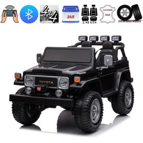 KIDSVIP Camion porteur sous licence Toyota Land Cruiser 2 places pour enfants 4X4 24V avec RC - Noir