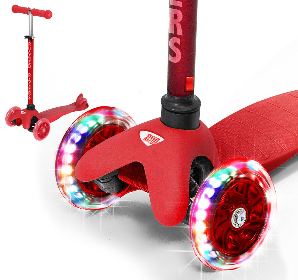 Rugged Racer Mini Deluxe 3 Wheel Kick Scooter Red English Edition