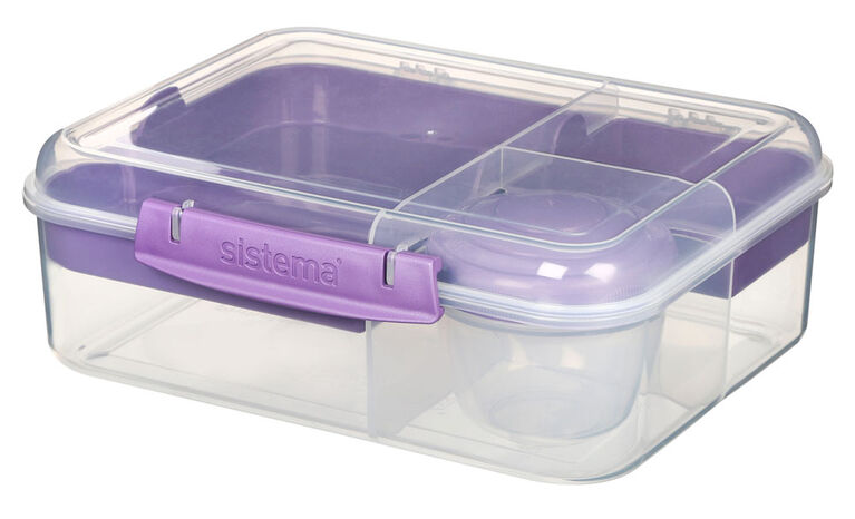 Sistema Bento Box To Go Lunch Box with Yogurt Container, 1.65 L, BPA Free, Colour May Vary