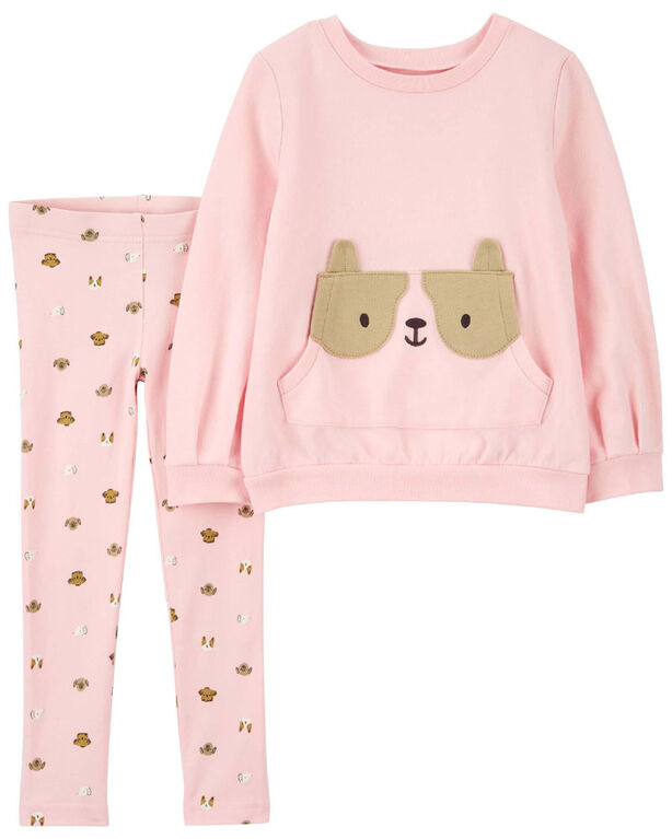 Carter's Two Piece Dog French Terry Pullover and Legging Set Pink  NB