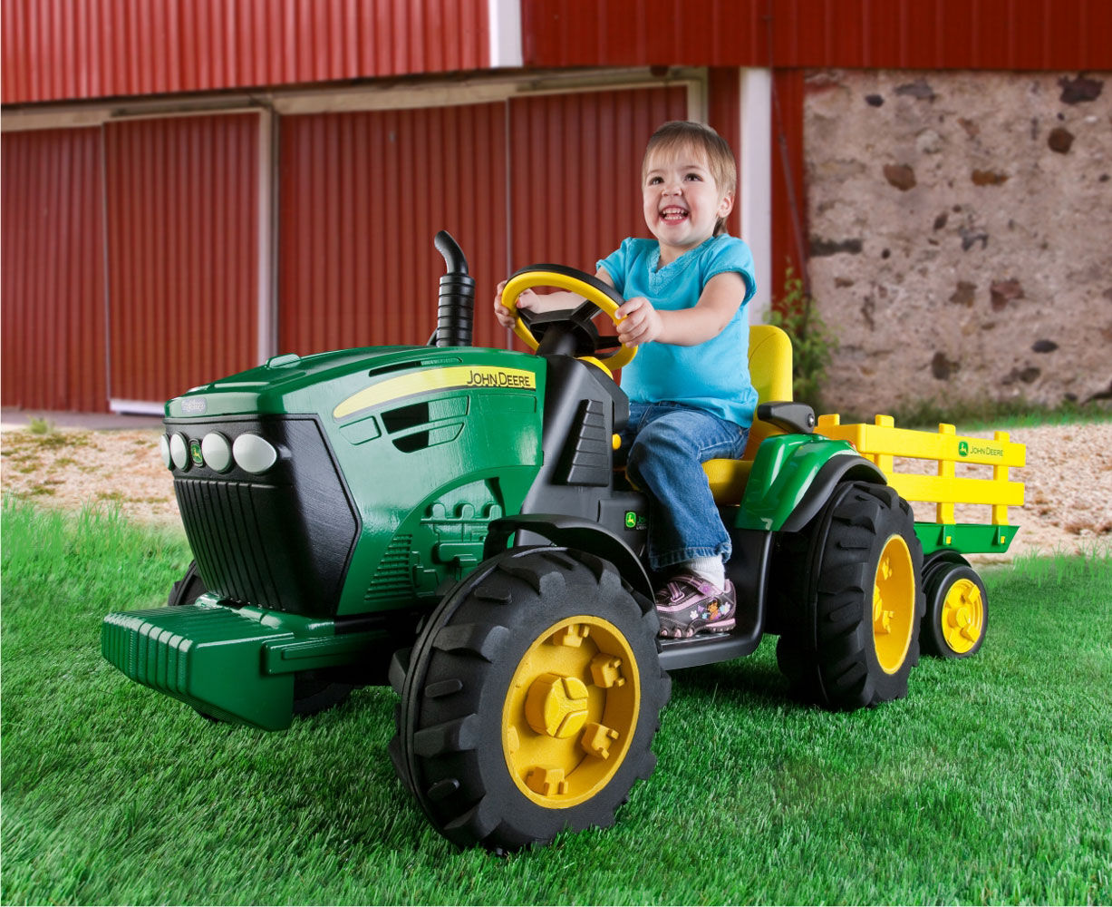 john deere ride on tractor and trailer