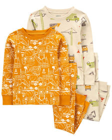 Carter's Four Piece Construction Print Pajama Set Yellow  2T