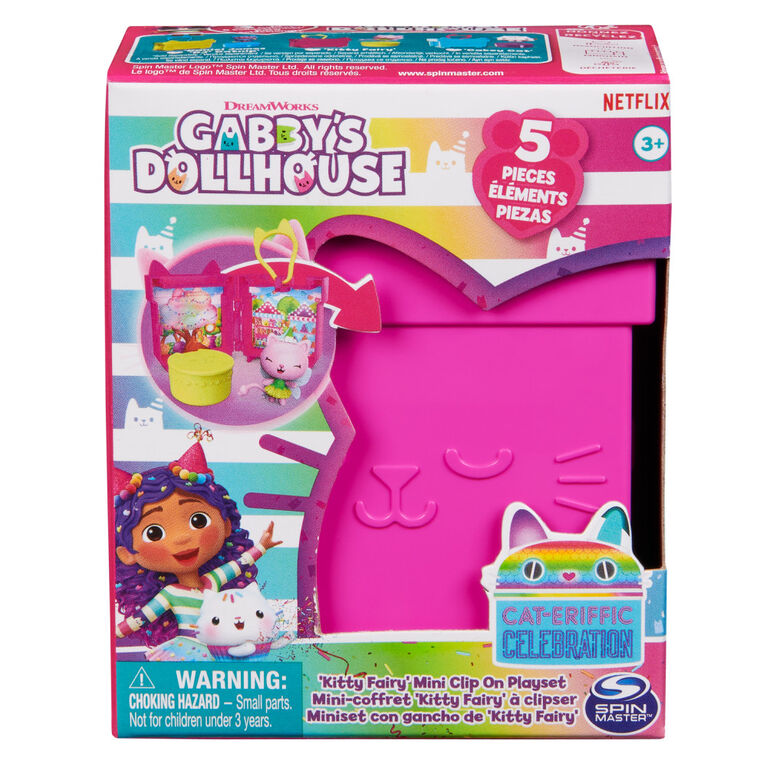 Gabby's Dollhouse Clip-On Playset with Kitty Fairy Toy Figure and Dollhouse Accessories