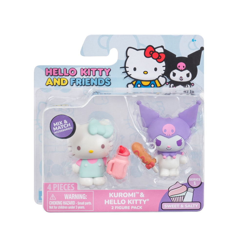 Hello Kitty Friends 2 Figure Pack Sweet Salty Kuromi Corndog Hello Kitty Smoothie