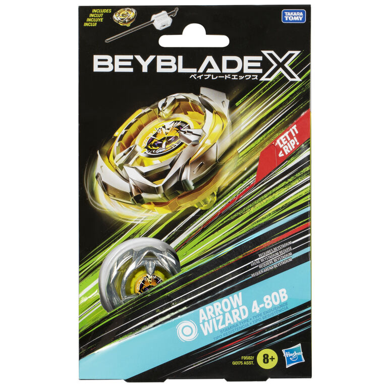 Beyblade X, Starter Pack avec toupie de compétition Arrow Wizard 4-80B et lanceur