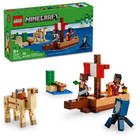 LEGO Minecraft The Pirate Ship Voyage Toy Boat Playset, Gift with Pirates, Squid and Camel 21259